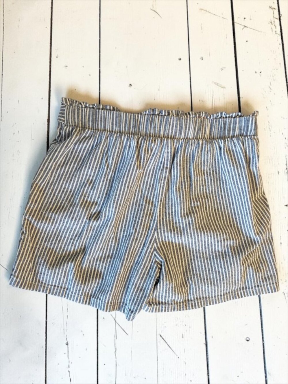 Maurices Striped Paperbag Waist Shorts Blue White Cotton Tie Front Size M - Picture 2 of 8